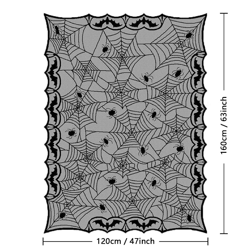 Lumora Halloween Lace Spider Web Skull Tablecloth Rectangular Party Decoration