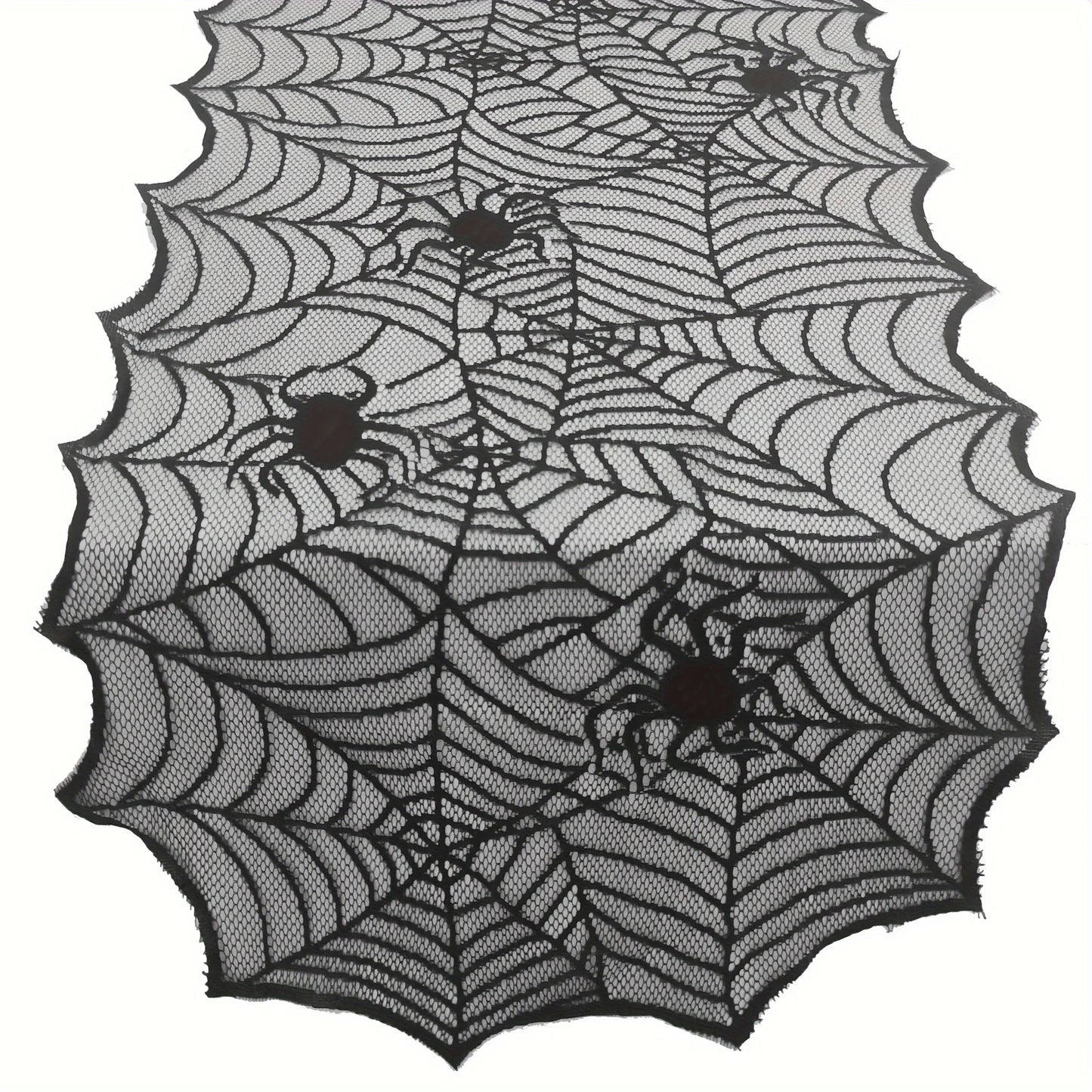 1pc, Table Runner, Black Lace Spider Web Table Runner, Polyester American Halloween Party Gift Home Dining Decor 5