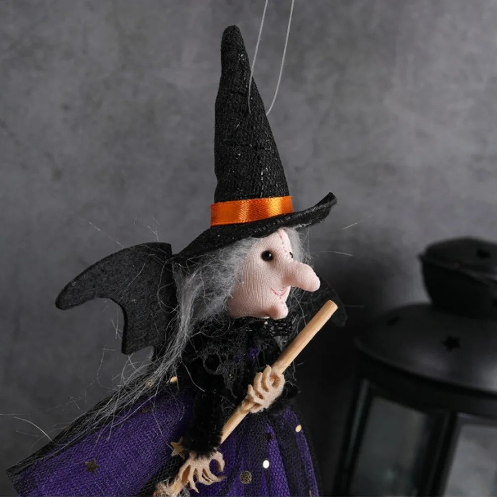 1pcs/3pcs Halloween witch doll angel hanging decorations with broom - no electricity required, suitable for multiple holiday ind 4
