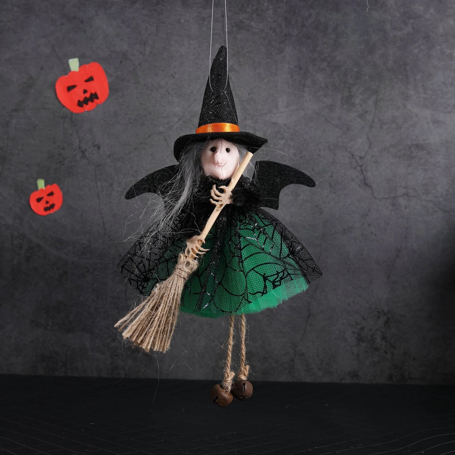 1pcs/3pcs Halloween witch doll angel hanging decorations with broom - no electricity required, suitable for multiple holiday ind 7