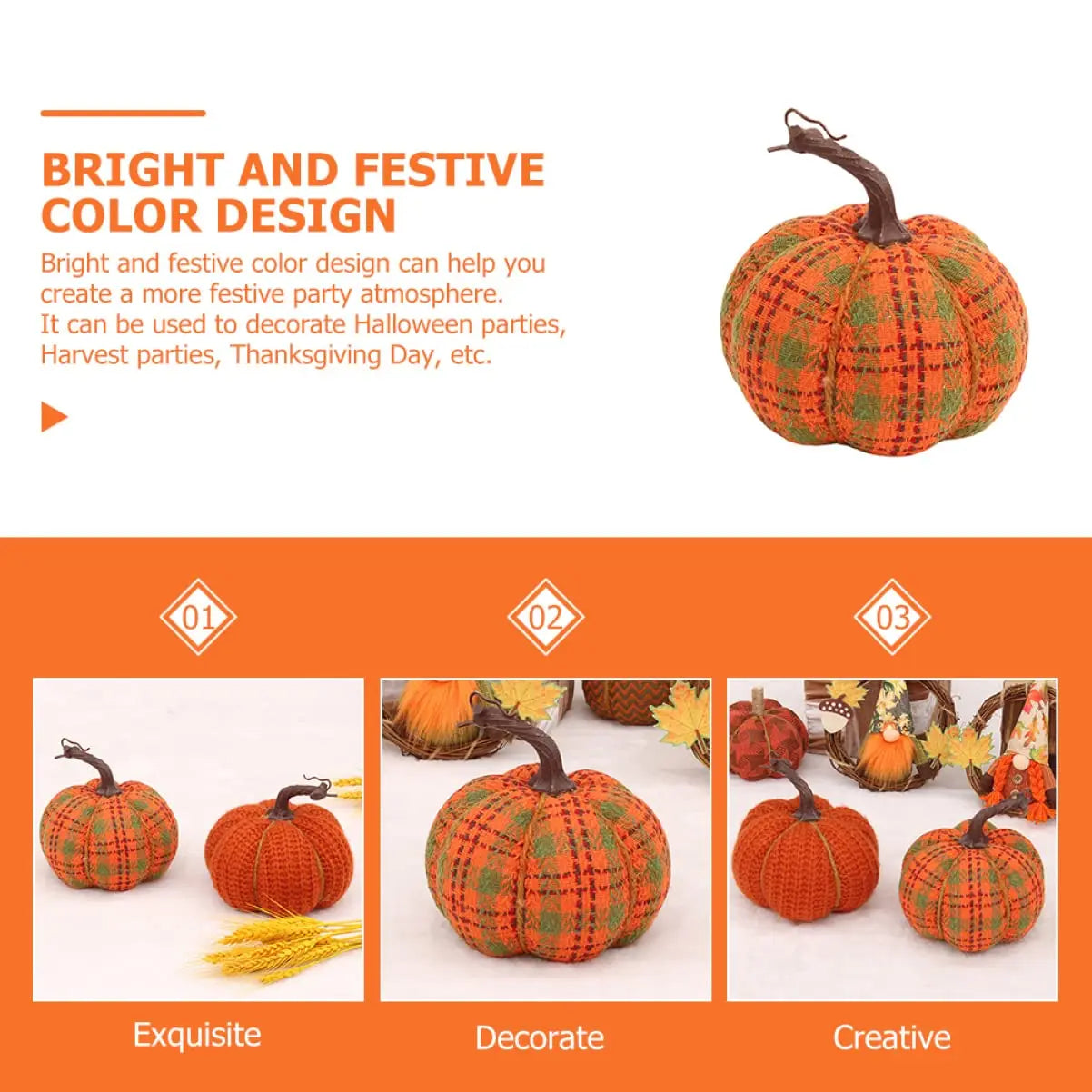 1pcs creative Thanksgiving pumpkin decoration, charming desktop decoration, suitable for Thanksgiving, autumn harvest and seas 3