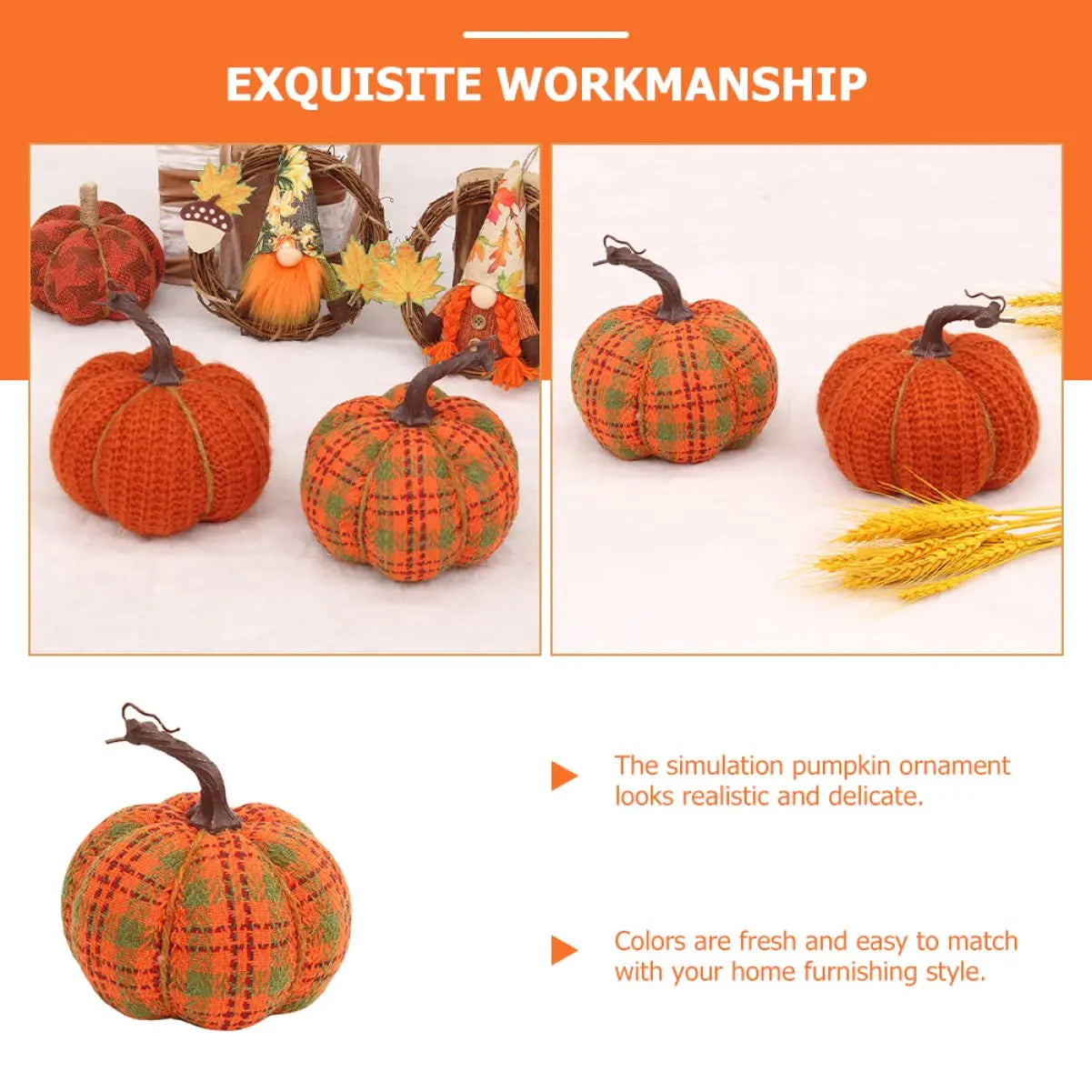 1pcs creative Thanksgiving pumpkin decoration, charming desktop decoration, suitable for Thanksgiving, autumn harvest and seas 5