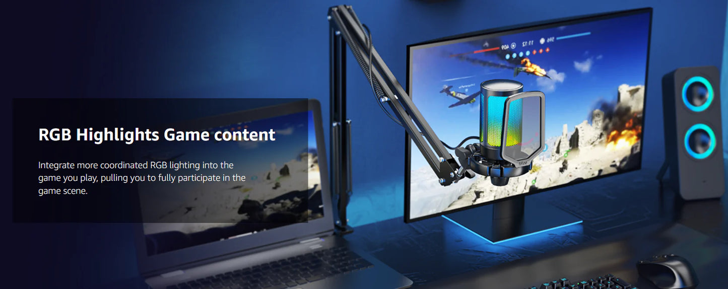 RoyaleGlow Gaming PC Microphone Podcast Condenser Mic