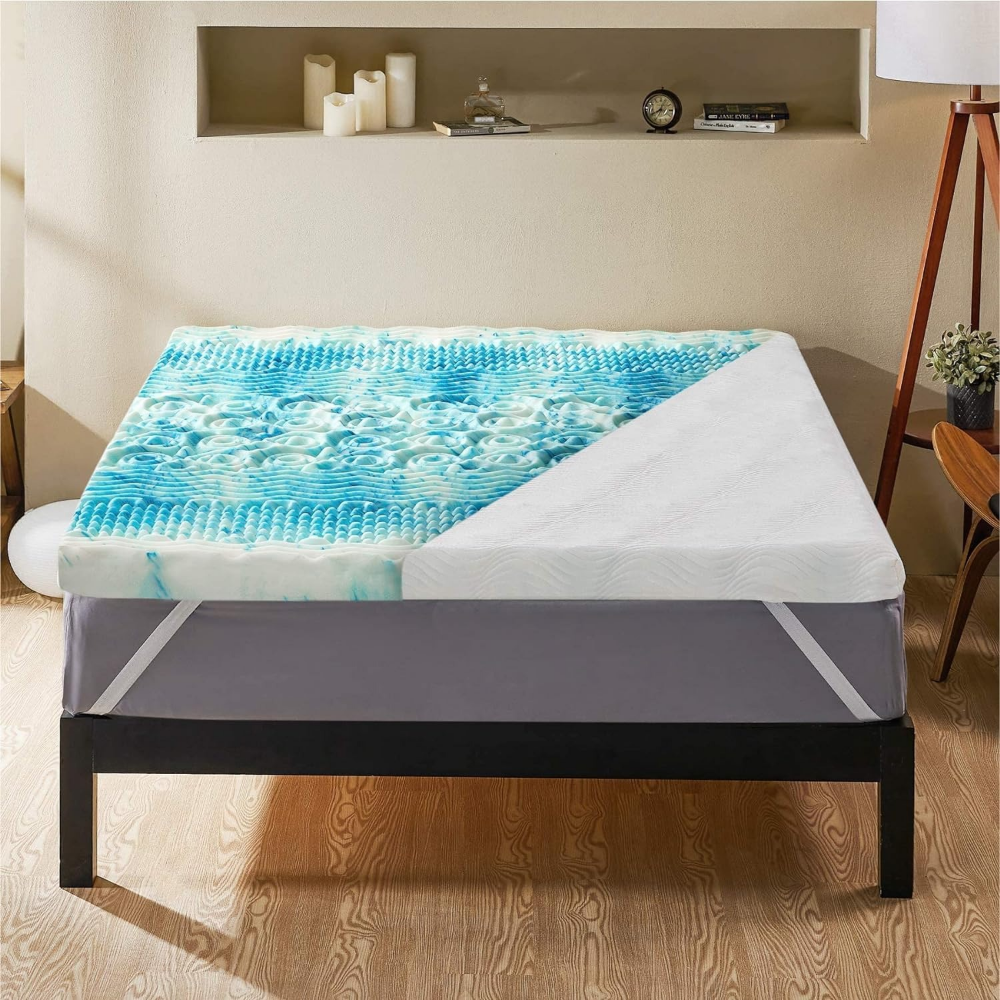 RoyaleGlow Premium Cooling Egg Crate Foam Mattress Topper