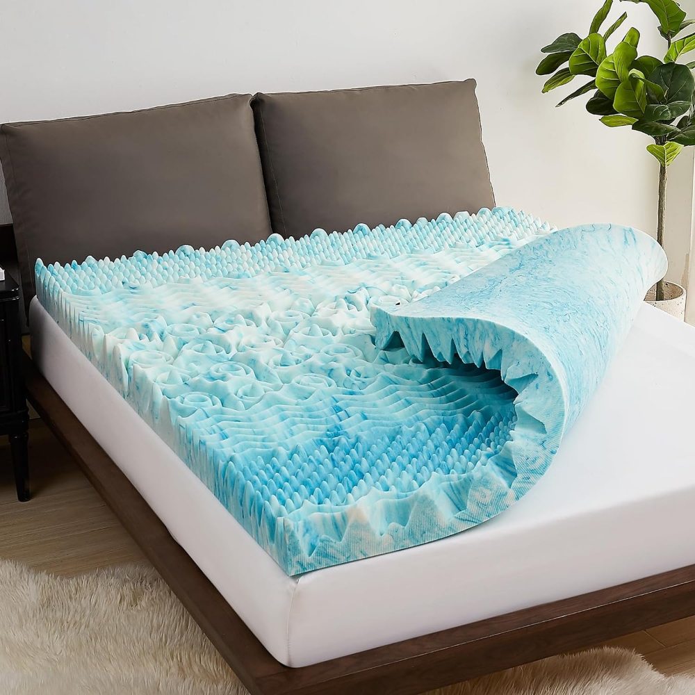 RoyaleGlow Premium Cooling Egg Crate Foam Mattress Topper