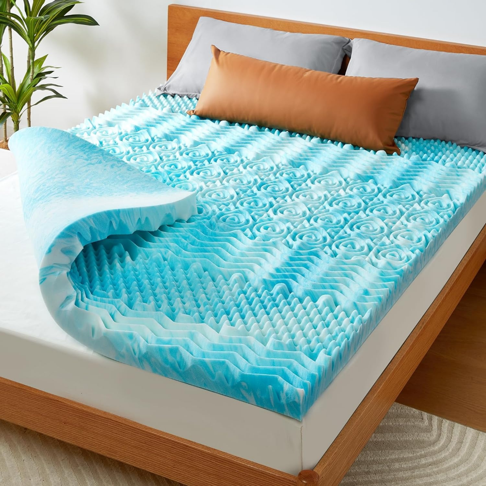 RoyaleGlow Premium Cooling Egg Crate Foam Mattress Topper