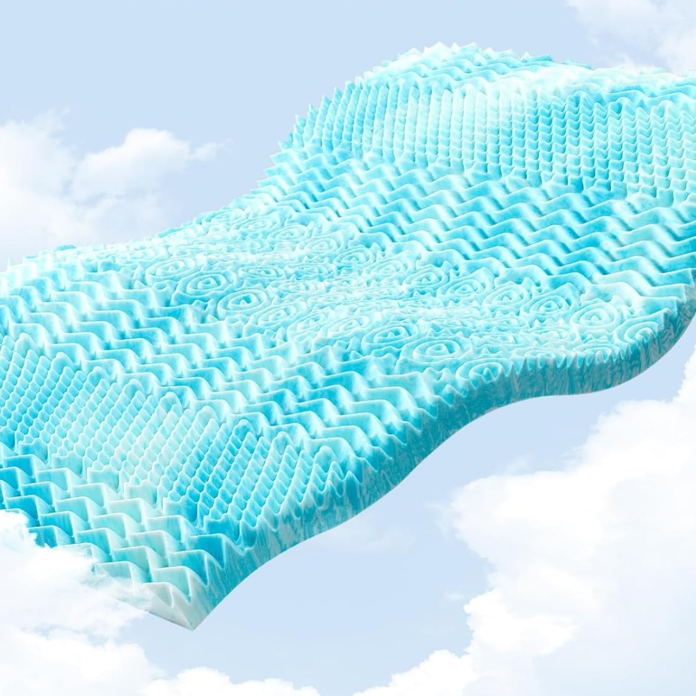 RoyaleGlow Premium Cooling Egg Crate Foam Mattress Topper