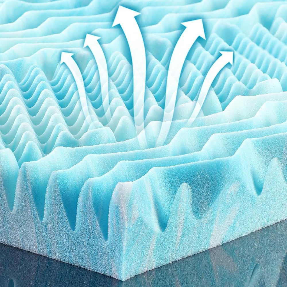 RoyaleGlow Premium Cooling Egg Crate Foam Mattress Topper