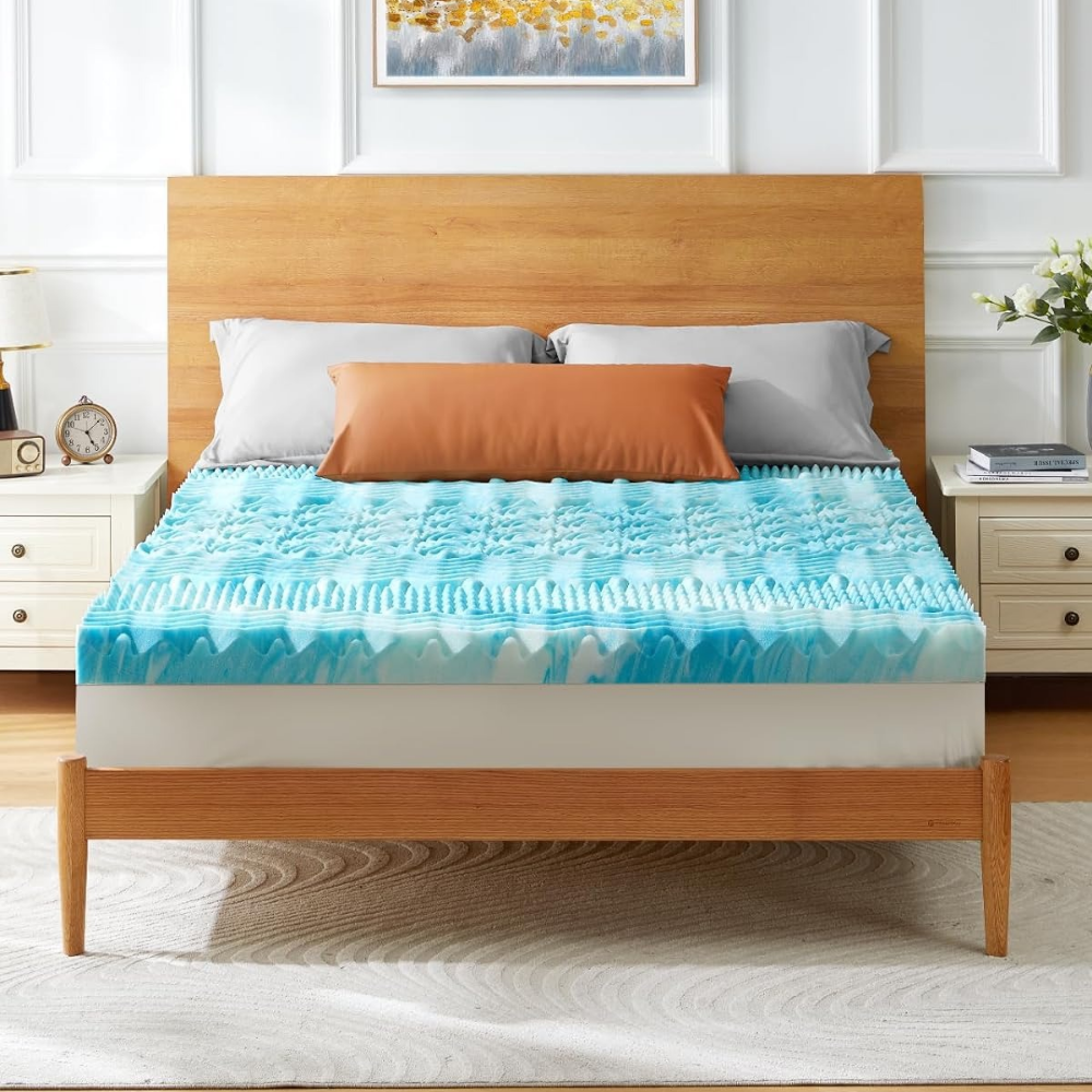 RoyaleGlow Premium Cooling Egg Crate Foam Mattress Topper