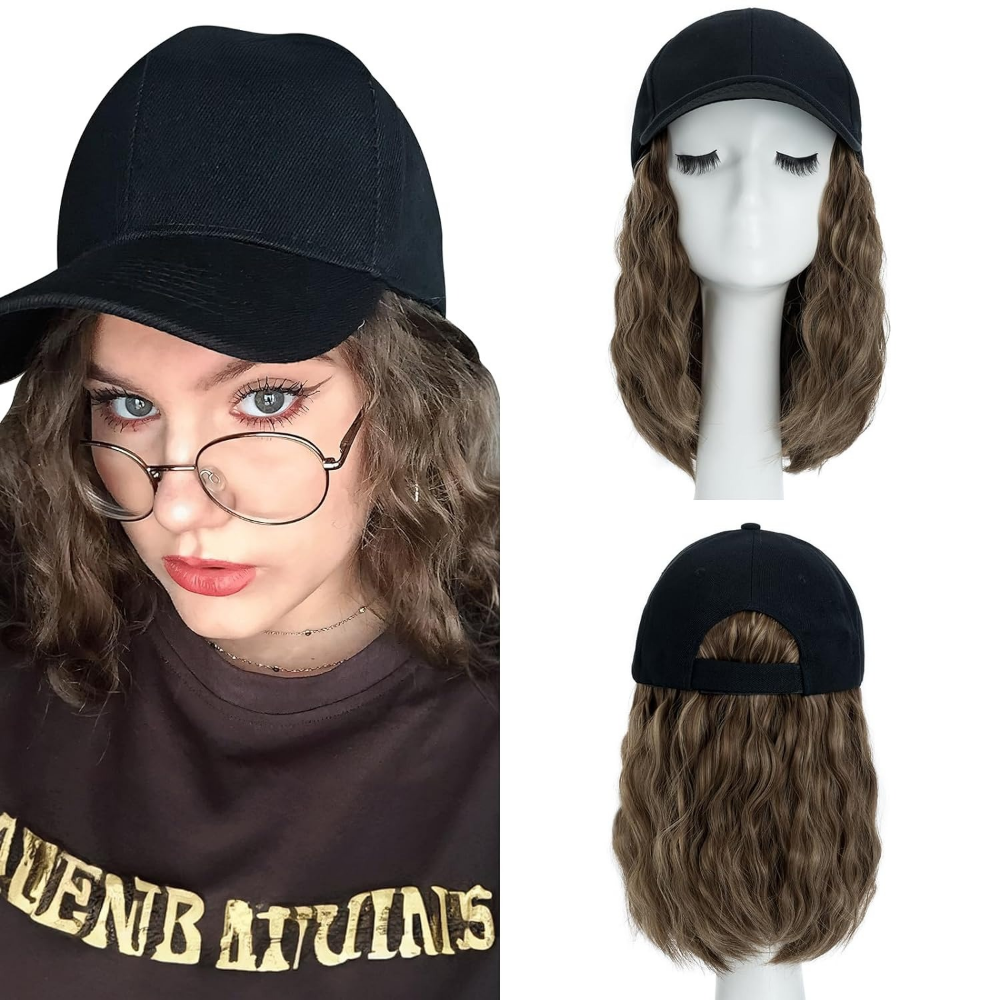 Royaleva Heat Resistant Synthetic Wavy Wig Extension Baseball Cap