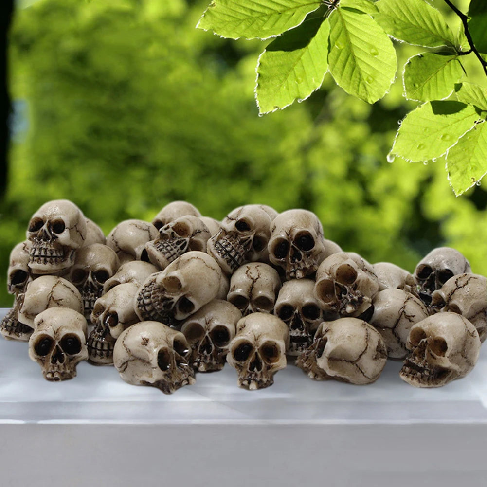 20Pcs Mini Skull Heads Collectable Halloween Gothic Skull Sculptures Creative Festival Theme Landscape Garden Potted Plant Decor 3