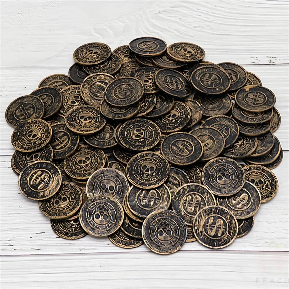 20/50/100pcs Retro Pirate Coin Party Supplies Gift Kids Favor Birthday Toys Halloween Decor Fake Treasure Plastic Game Coin 0