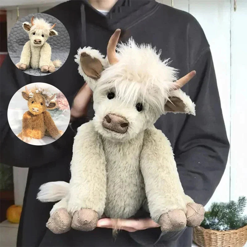 RoyaleGlow Highland Cow Wearing Flowers Plush Toy 25cm