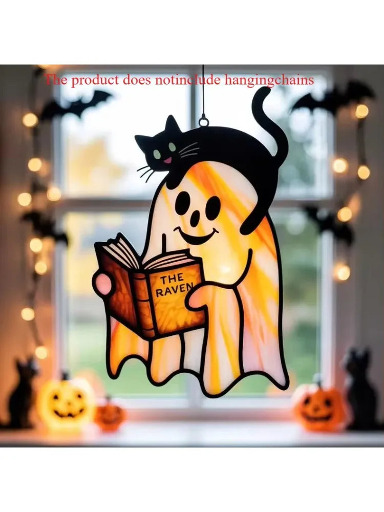 2D Halloween Window Hanging Decoration Creative Pumpkin Ghost Acrylic Hanging Ornaments Home Window Festival Party Decorations 1