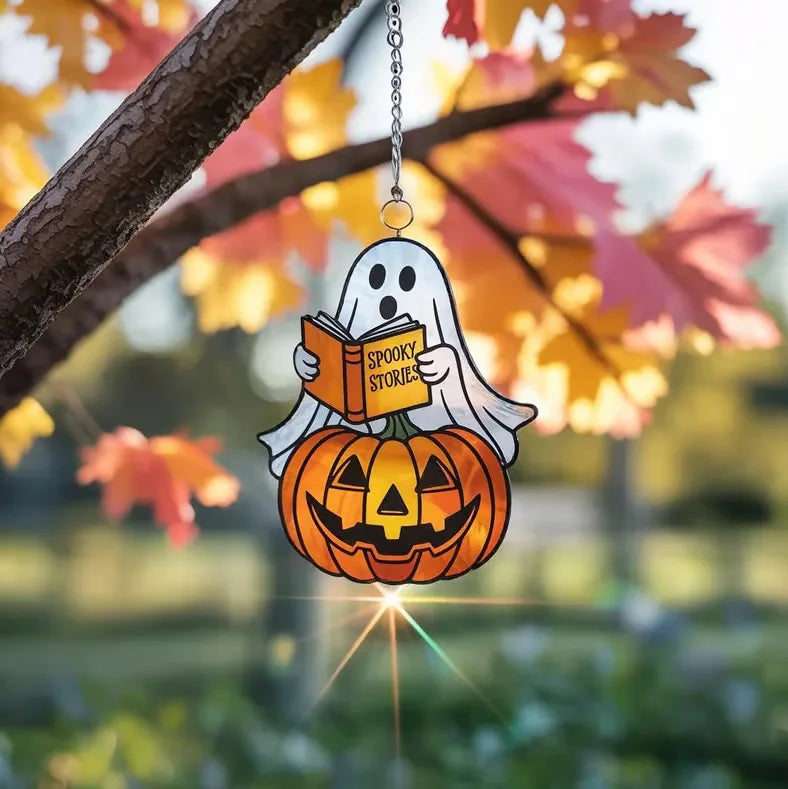 2D Halloween Window Hanging Decoration Creative Pumpkin Ghost Acrylic Hanging Ornaments Home Window Festival Party Decorations 12