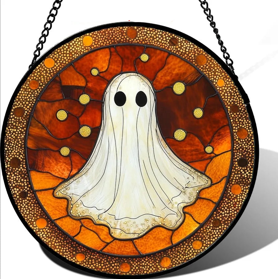 2D Halloween Window Hanging Decoration Creative Pumpkin Ghost Acrylic Hanging Ornaments Home Window Festival Party Decorations 13