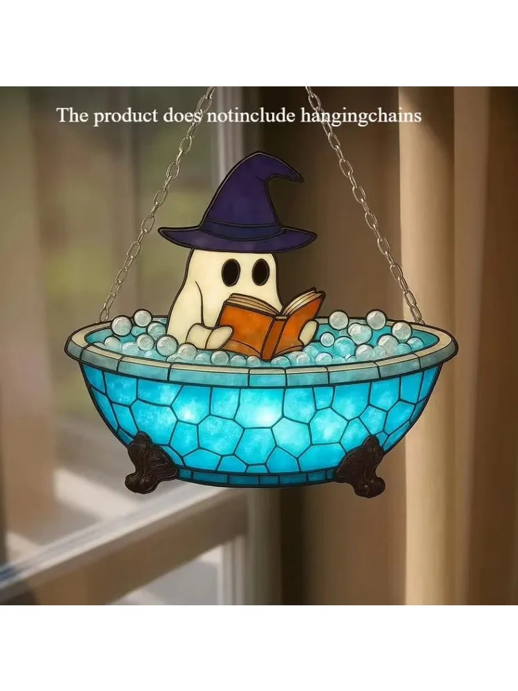 2D Halloween Window Hanging Decoration Creative Pumpkin Ghost Acrylic Hanging Ornaments Home Window Festival Party Decorations 2