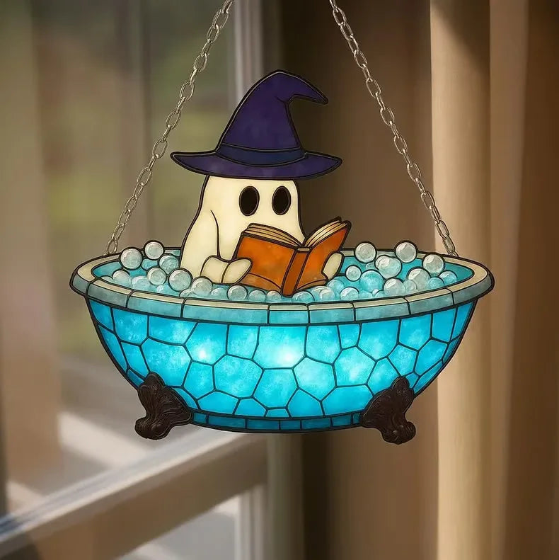 2D Halloween Window Hanging Decoration Creative Pumpkin Ghost Acrylic Hanging Ornaments Home Window Festival Party Decorations 6