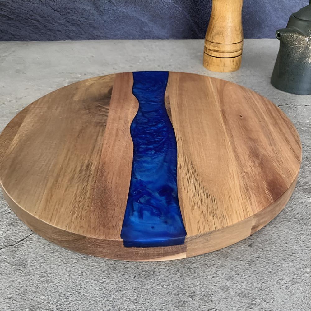 RoyaleGlow Artisan Epoxy Round Wood Chopping Board