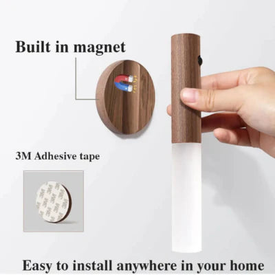 Luxora Wood Grain Motion Sensor Night Light with Magnetic Base