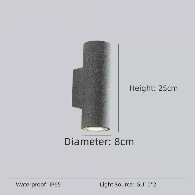 RoyaleGlow Modern Outdoor Concrete Wall Sconce - Up Down Dimmable Cylinder Light
