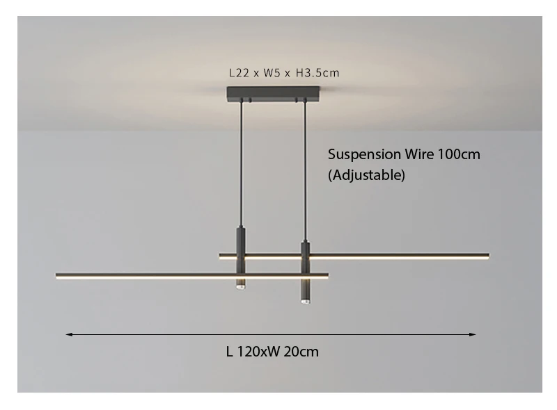 LuxRoyale Modern Linear Chandelier LED Pendant Light for Dining Room or Kitchen Island