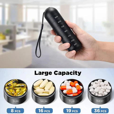 Luxora Aluminum 7 Days Portable Pill Organizer for Travel