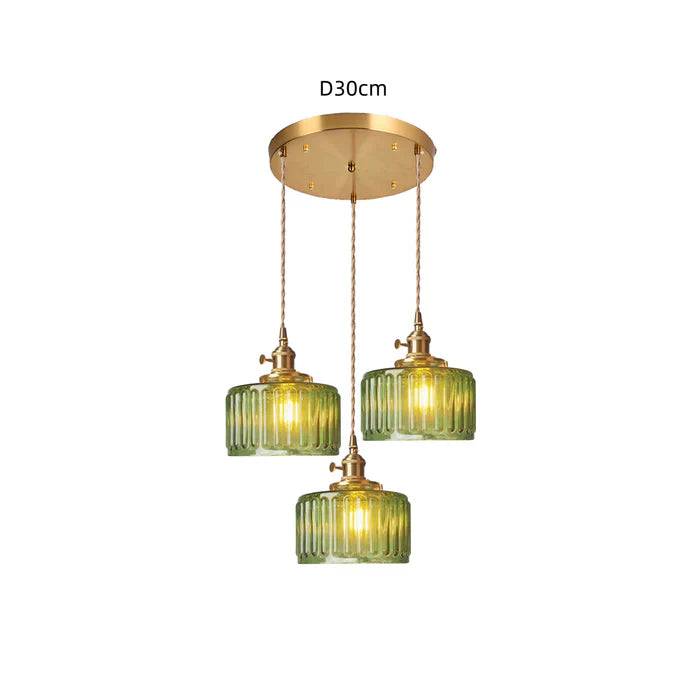 RoyaleGlow Stunning Cylinder Glass Pendant Light – Elegant Modern Illumination - Green / A- 6.9 in (17.5 cm) x 7.48 in (19 cm) / Single Head