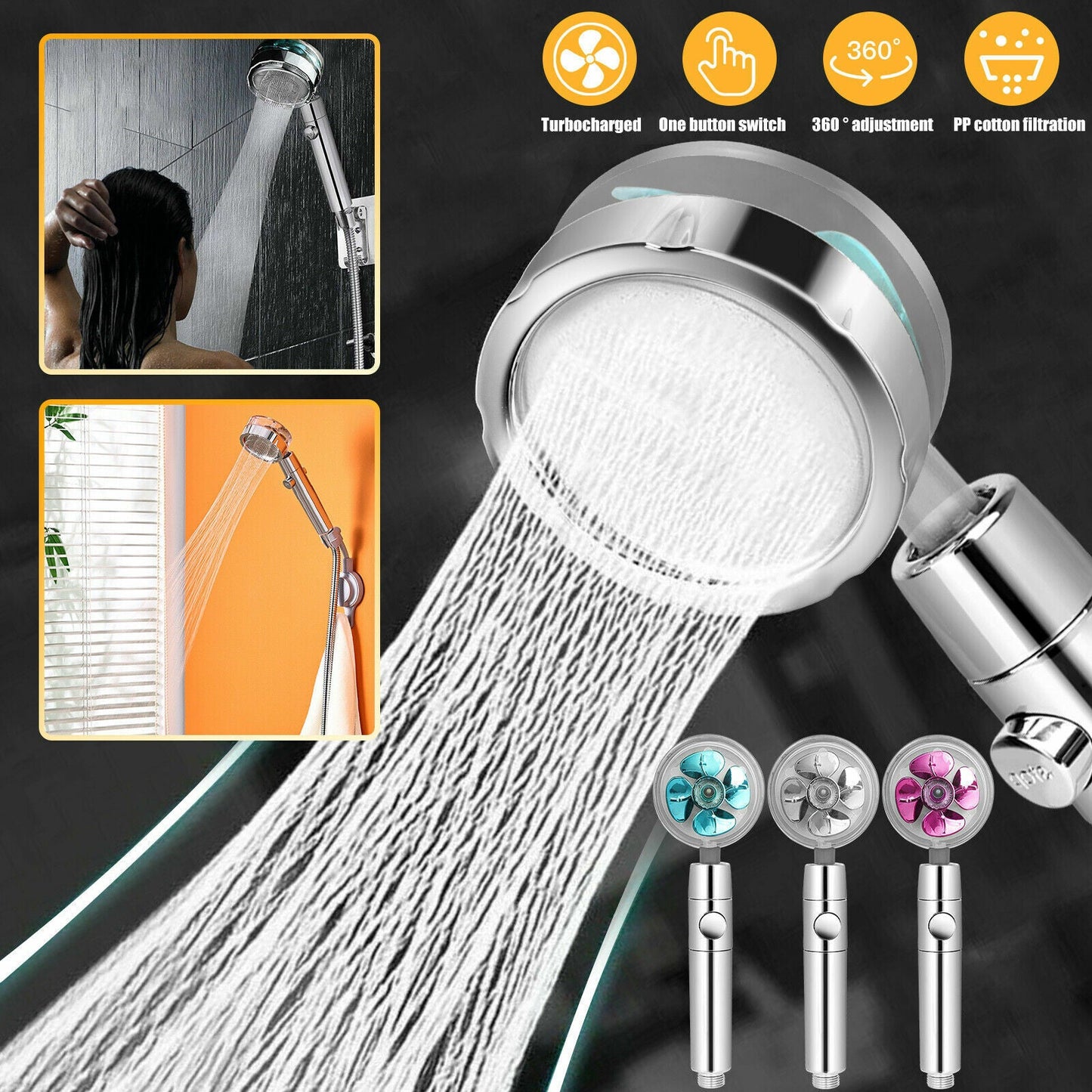 Royaleva Turbo Propeller Shower Head for Spa-Like Experience