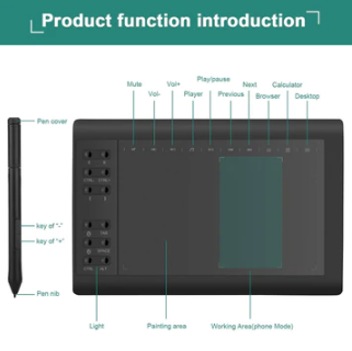 Rayvia Graphic Tablet Drawing Pad Digital Pen for Artists