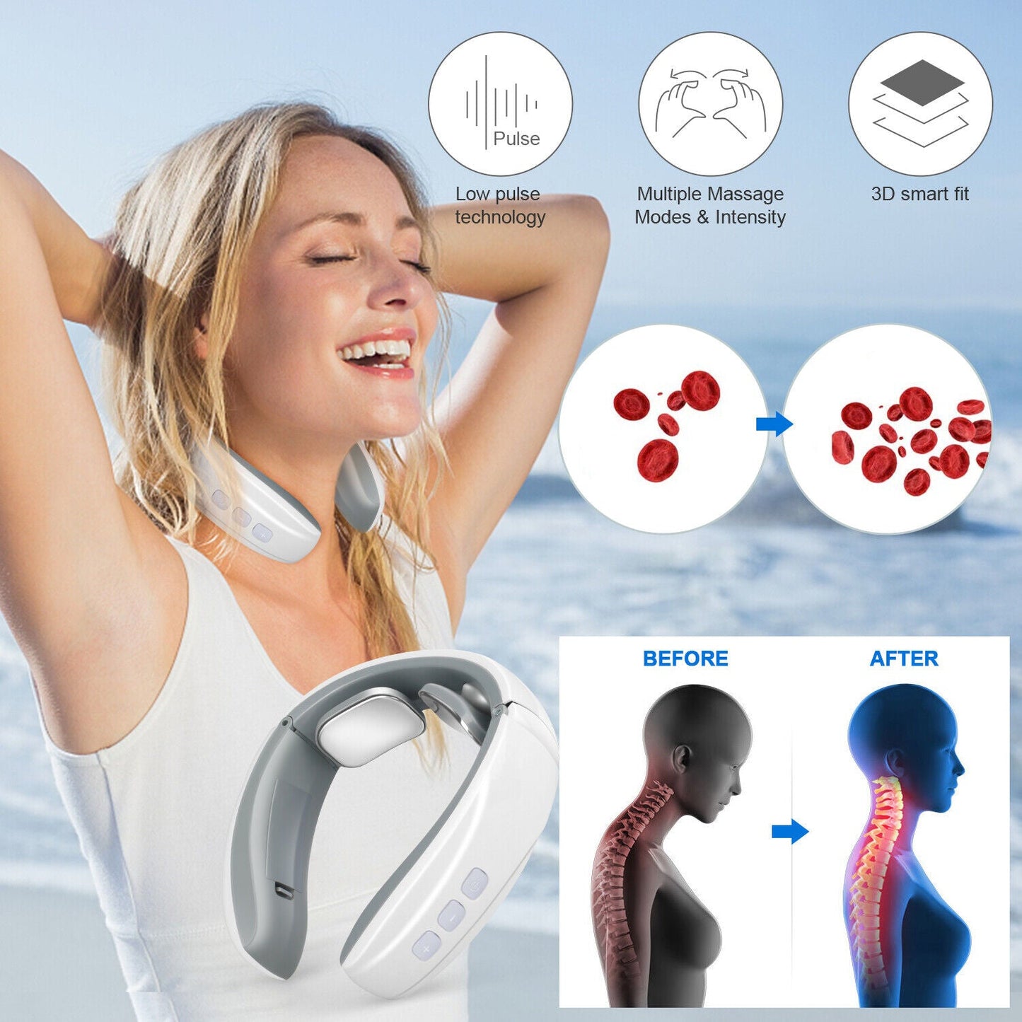 Royaleva Electric Shock Pulse Neck and Shoulder Kneading Massager