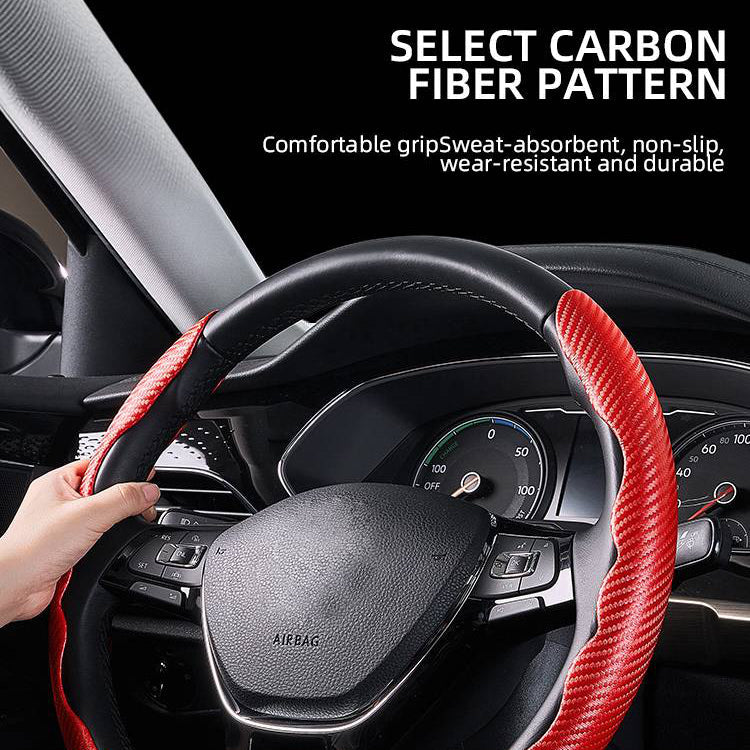 Luxora Universal Steering Wheel Cover with Carbon Fiber Design
