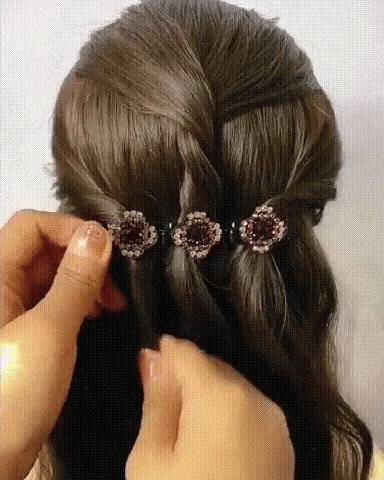 RoyaleGlow Sparkling Crystal Stone Braided Hair Clips
