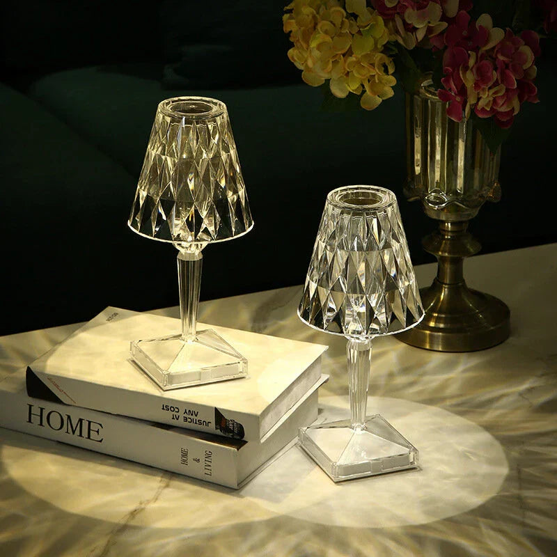 RoyaleGlow Crystal Wireless LED Lamp | Touch Control & Rechargeable Indoor/Outdoor Light - Transparent