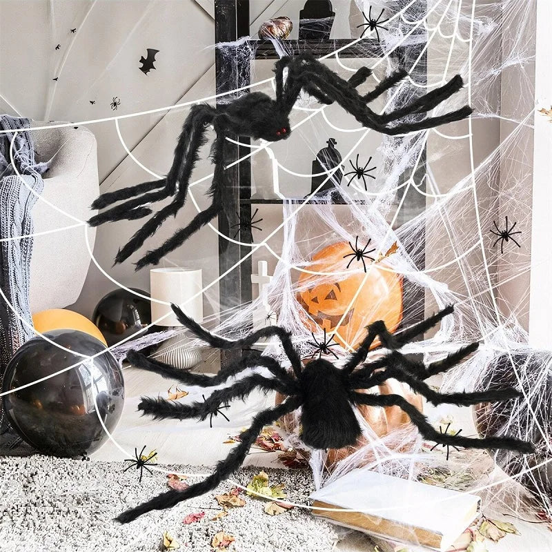 30cm/50cm/75cm/90cm/125cm/150cm/200cm Horror Halloween Giant Black Spider Decoration Haunted House Party Props Halloween Decor 3