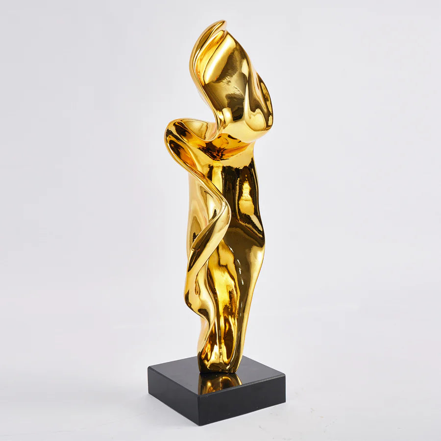 RoyaleGlow Modern Abstract Gold Sculpture - Electroplated Resin Art Decor