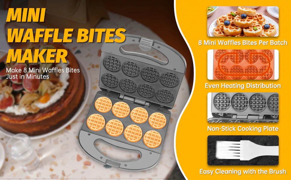 Royaleva Mini Waffle Maker for Quick Delicious Bites