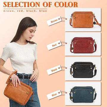 LuxRoyale Three-Layer Crossbody Leather Shoulder Bag & Clutch