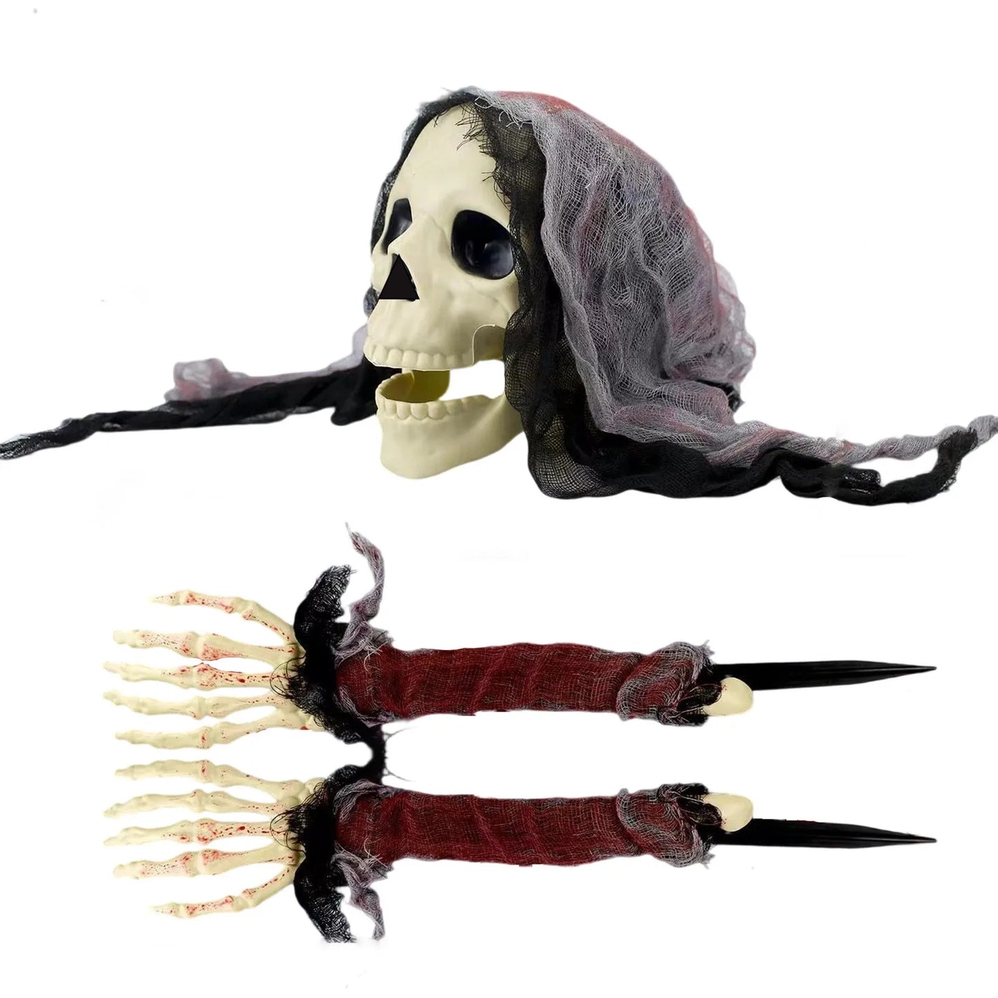 3PCS Halloween Ground Decorative Skull/ Ghost/ Head Crawling Ghost Crawling Trick Simulation Arm Skull Decoration, Gifts 3