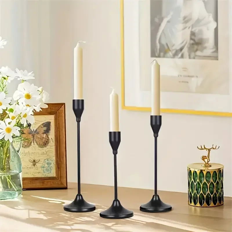 3Pcs/Set Minimalist Retro Style Metal Candle Holders Candlestick Fashion Wedding Table Candle Stand Exquisite Candlestick Tabl 0