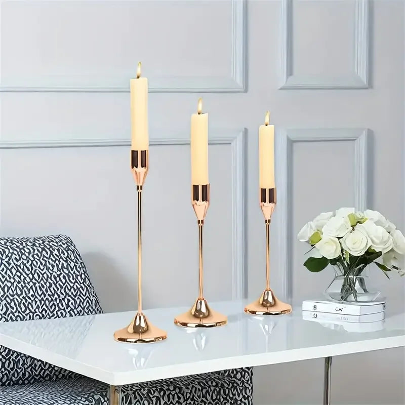 3Pcs/Set Minimalist Retro Style Metal Candle Holders Candlestick Fashion Wedding Table Candle Stand Exquisite Candlestick Tabl 4