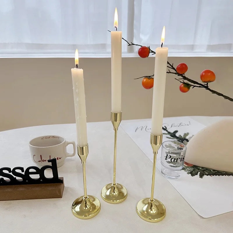 3Pcs/Set Minimalist Retro Style Metal Candle Holders Candlestick Fashion Wedding Table Candle Stand Exquisite Candlestick Tabl 6