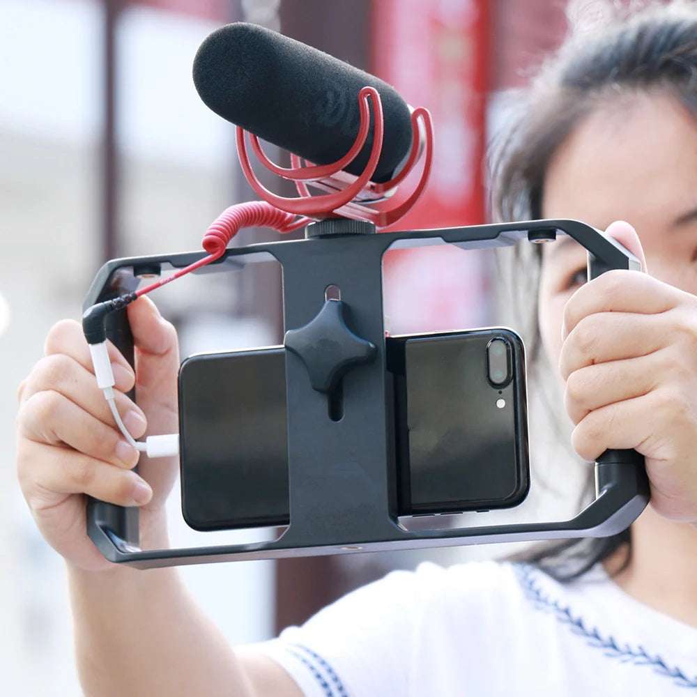 RoyaleGlow Smartphone Video Rig Stabilizer With Light