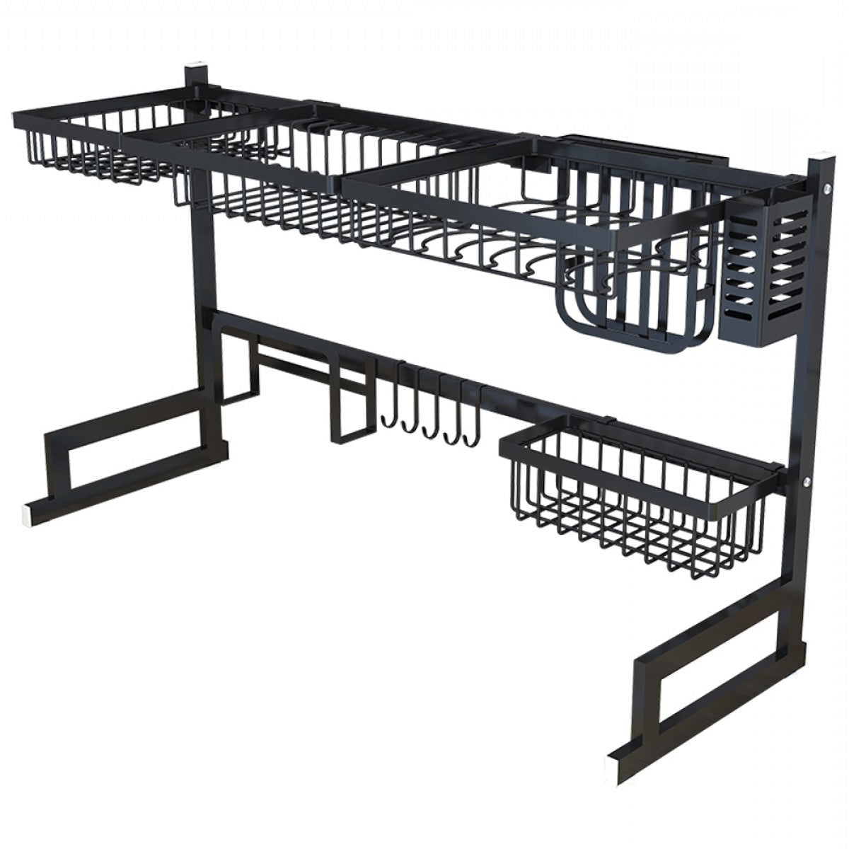 RoyaleGlow 34.6" Stainless Steel Black Dish Drying Rack Over Kitchen Sink, Dishes and Utensils Draining Shelf