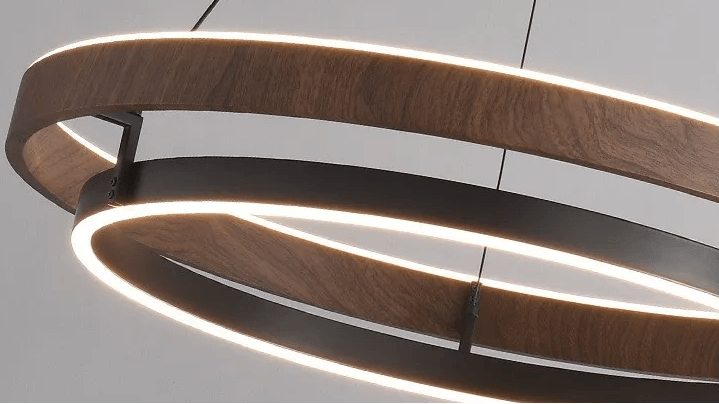 RoyaleGlow Modern Circular LED Pendant Light with Walnut finish For Farmhouse, Dining - Royale Basic