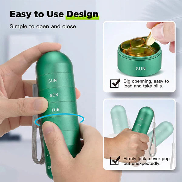 Luxora Aluminum 7 Days Portable Pill Organizer for Travel