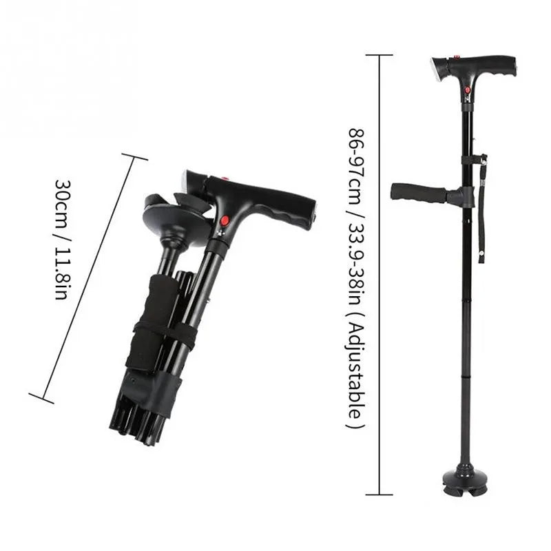 Luxora Adjustable Walking Cane with LED Light and Alarm