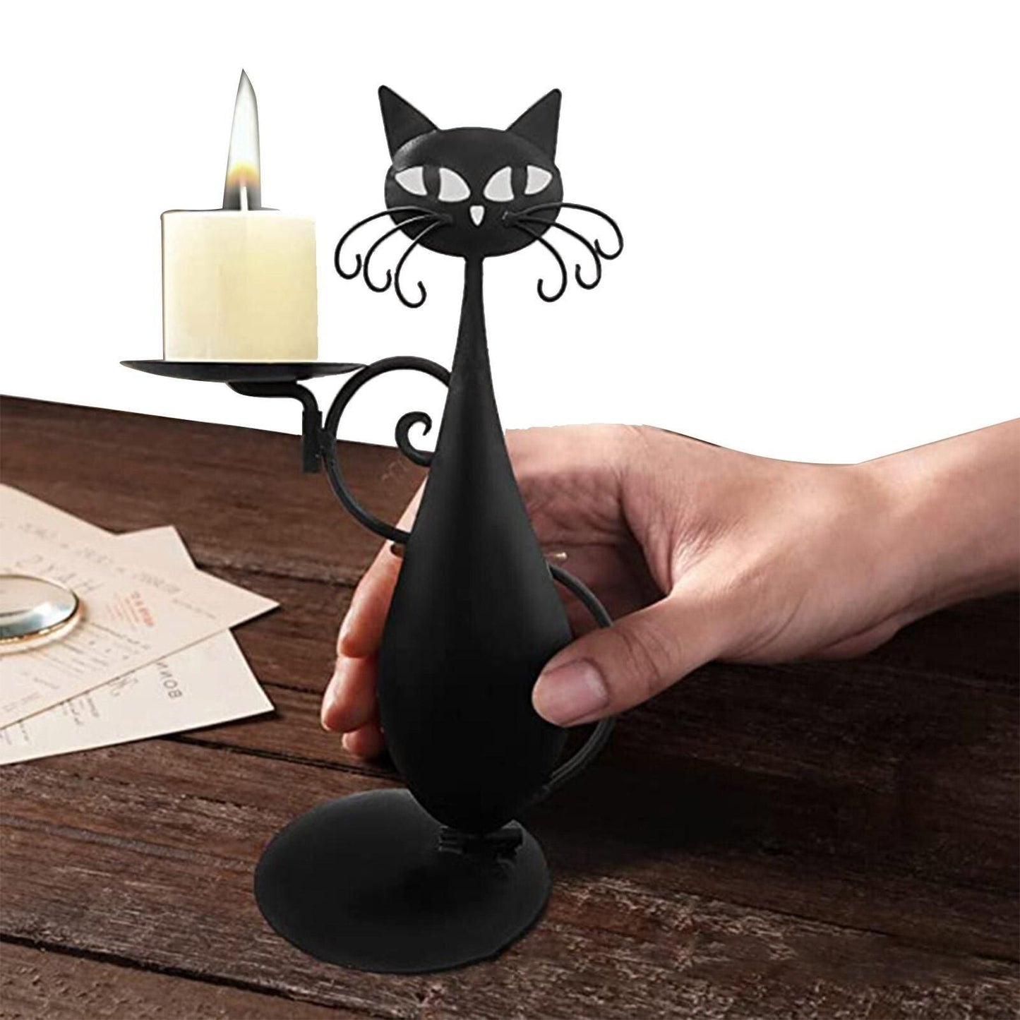 Royaleva Black Cat Candle Holder for Stylish Decor