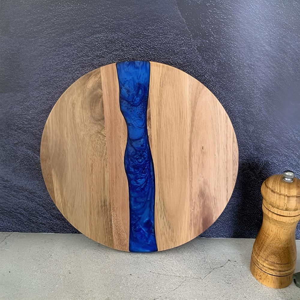 RoyaleGlow Artisan Epoxy Round Wood Chopping Board