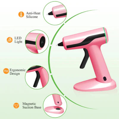 Luxora Cordless Hot Glue Gun Kit (Pink) with 40 Glue Sticks